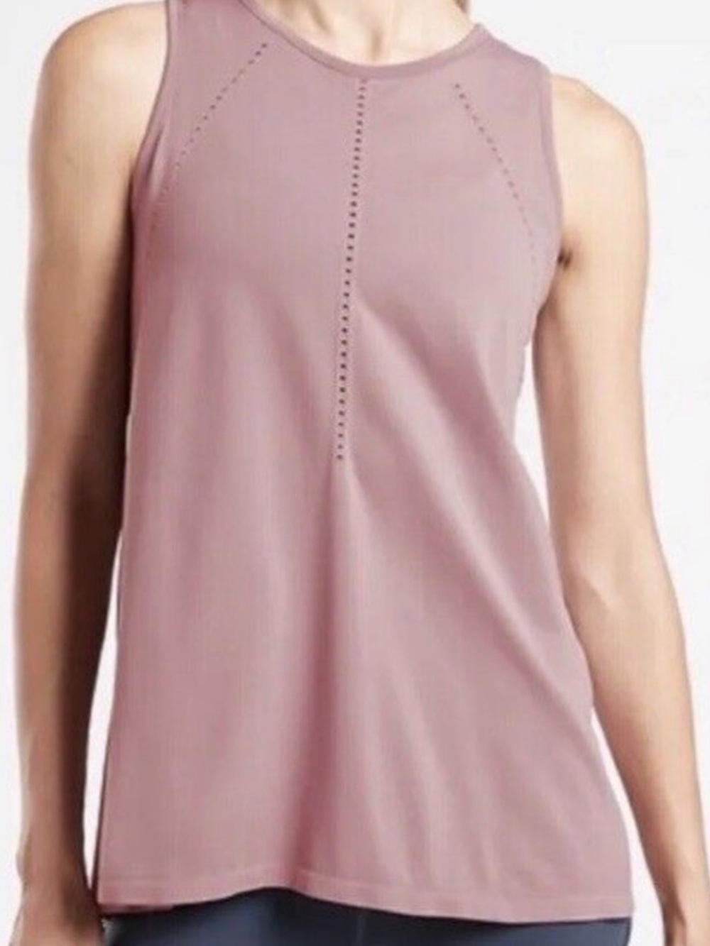 Athleta Foothill Tank XS Pink Mauve Seamless Mesh Ventilation 100% Nylon